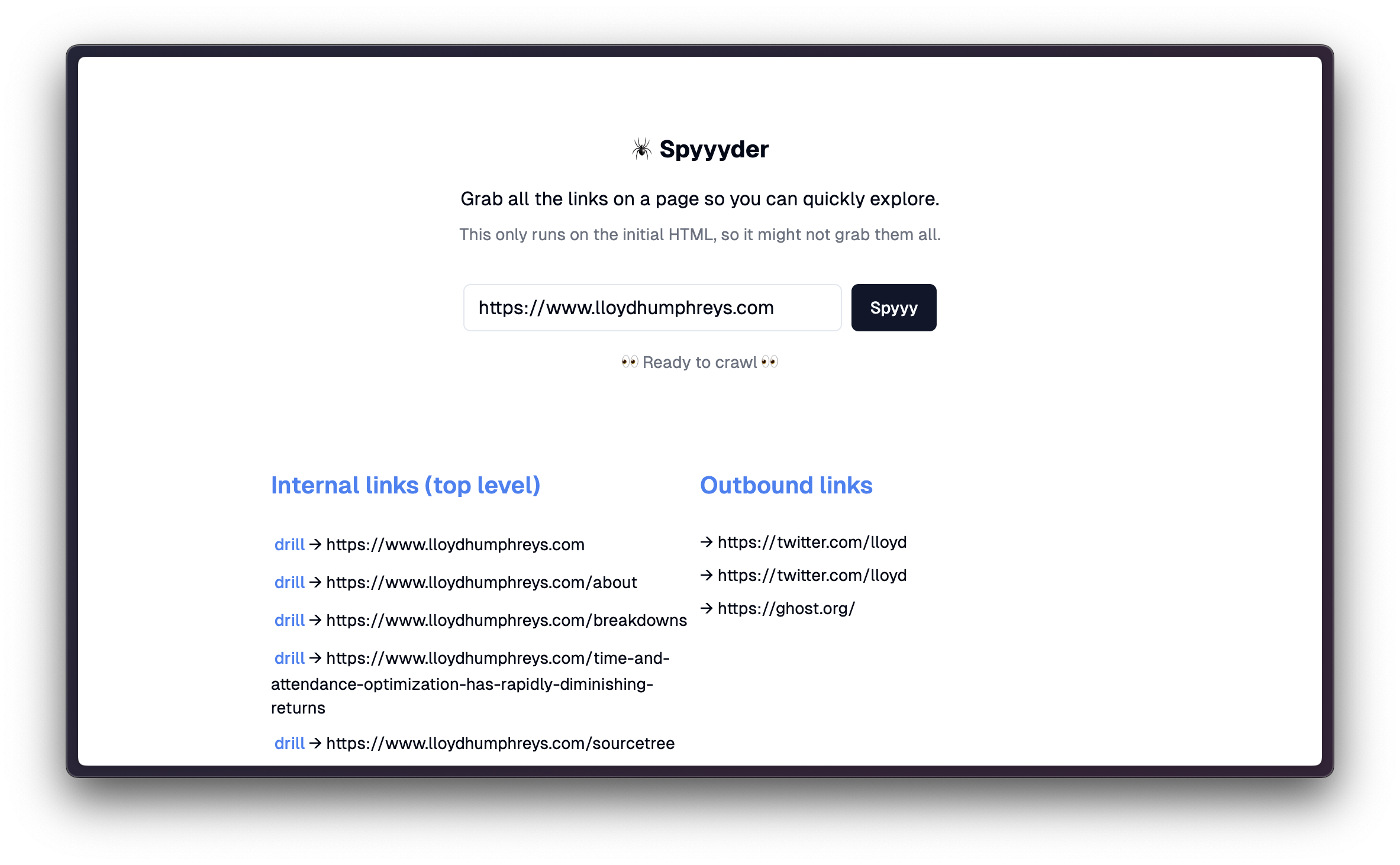 Spyyyder screenshot