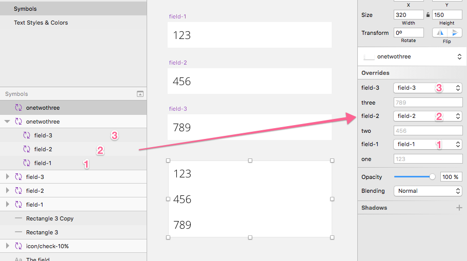 Layer hierarchy reflected in overrides panel